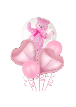 Set 5 Baloane folie si latex Baby Girl,  60 cm