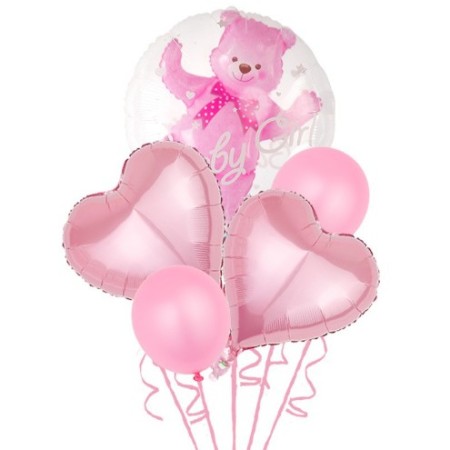 Set 5 Baloane folie si latex Baby Girl,  60 cm