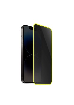 Folie de Sticla Securizata pentru Apple iPhone 15, Flippy, Luminous, Margine Fosforescenta Neon din Silicon, Mat, Anti-Amprenta, Protectie Completa, 9H, Galben