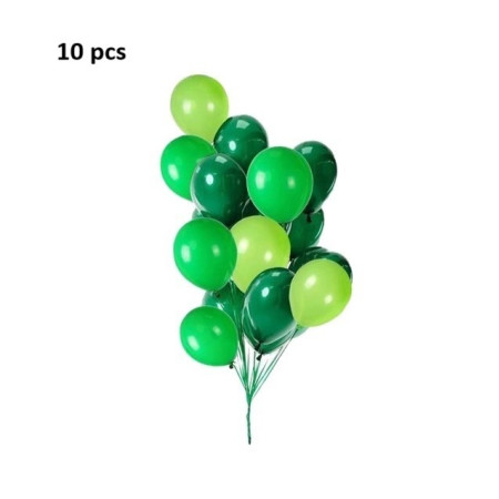 Set 10 Baloane din Latex, Flippy, Model Party, 30 cm, Verde Diferite Nuante, 2.8 g