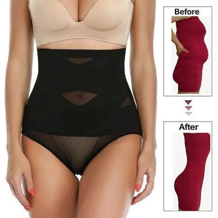 Lenjerie Modelatoare pentru Abdomen, Flippy, cu Talie Inalta si Corset, Negru, Push-Up, Marimea L