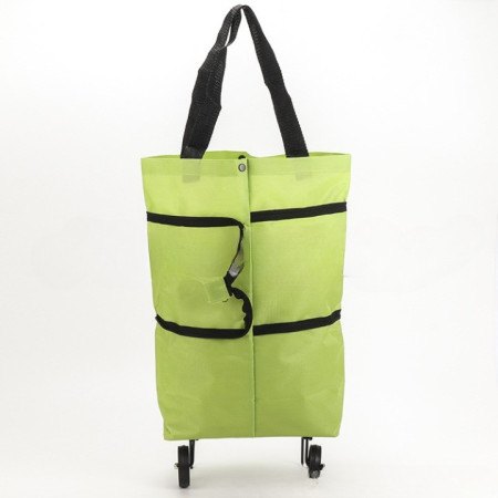 Geanta Pliabila, Flippy, 2 in 1, Carucior cu Roti, pentru Cumparaturi, 19 l, Verde, Plastic, 39 x 46 x 12 cm