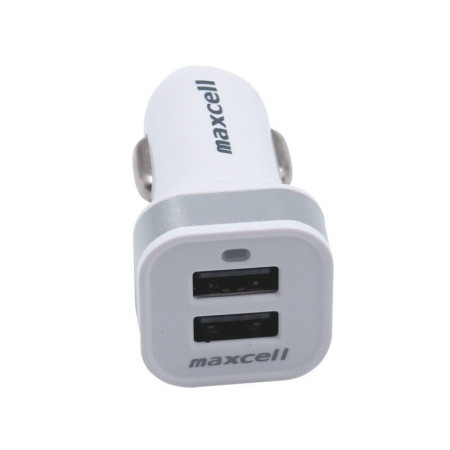 Incarcator auto 2USB Maxcell 1A + 2.1A Alb Cod Produs 08079