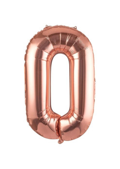 Balon Folie Metalizata Litera O, Flippy, 80 cm, Umflati cu Heliu sau Aer, Ambalaj Individual, Pai inclus, Rose Gold