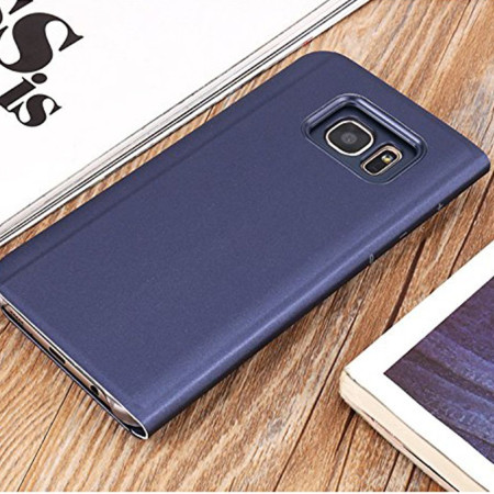 Husa Samsung Galaxy S7 Edge Flip Cover Oglinda Albastru