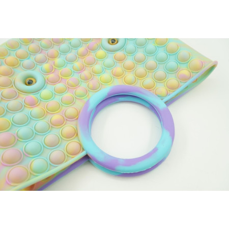 Jucarie Antistres din silicon Flippy, Pop It Now And Flip It, Geanta mare, 28 cm, Multicolor, V4