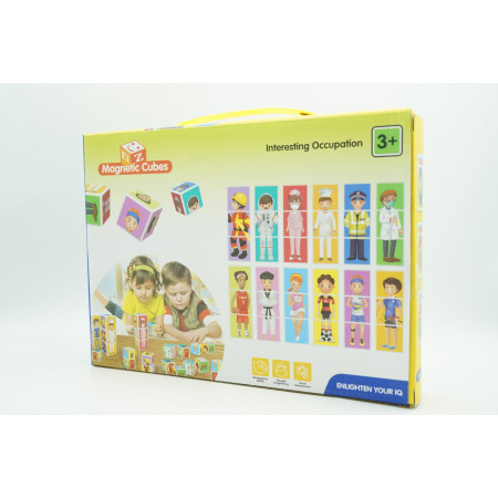 Set inteligent de cuburi magnetice pentru copii, 6 piese, cutie depozitare, puzzle joburi, +3 ani, multicolor