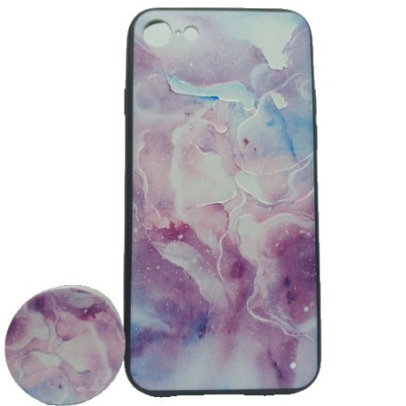 Husa Apple iPhone 6 Plus/6S Plus Multicolor Model Galaxie Popsocket inclus