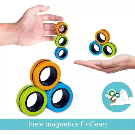 Jucarie antistres Flippy, inele magnetice, 3 piese, Multicolor