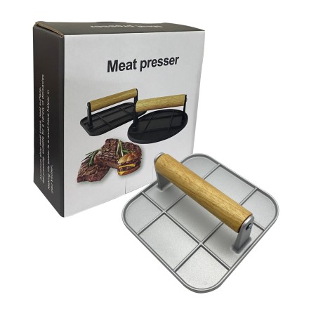 Presă de carne din aliaj de aluminiu, presă manuală pentru carne, Patrata, Gri