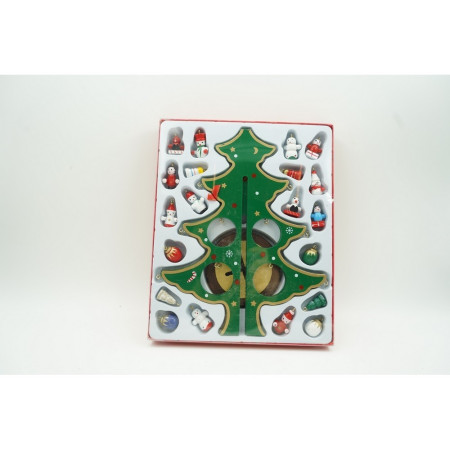 Decoratiune Craciun, Brad, Verde, 8 cavitati cu ornamente, 18.5 cm x 25 cm, Lemn, Flippy