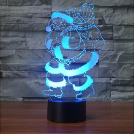 Lampa de Veghe cu Telecomanda si Baterii/USB 3D Model Mos Craciun Multicolor