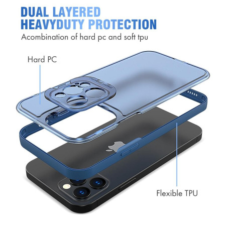 Husa de protectie pentru Apple iPhone 14 Plus, Flippy, Bracket series cu suport si protectie pentru camera, Albastru