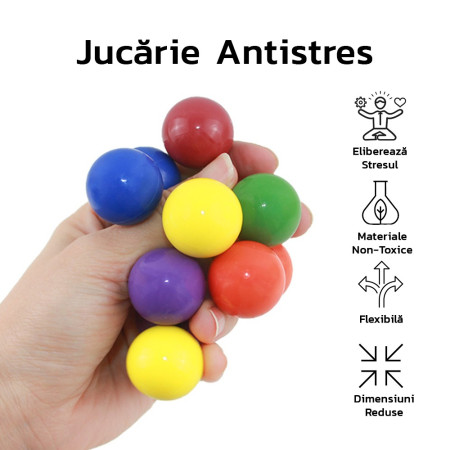 Jucarie interactiva antistres Flippy, mingi colorate, senzoriala, 5.5 x 5.5 cm, multicolora