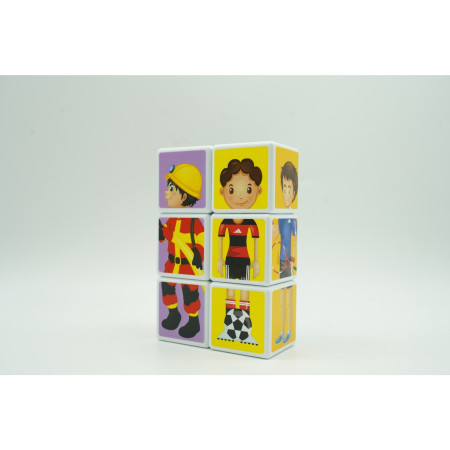 Set inteligent de cuburi magnetice pentru copii, 6 piese, cutie depozitare, puzzle joburi, +3 ani, multicolor