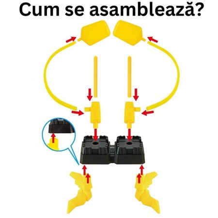 Jucarie pentru copii, lansator rachete cu piciorul, doua lansatoare, 6 rachete cu lumini