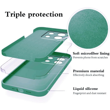 Husa de Protectie, Flippy, pentru Xiaomi Redmi Note 13 Pro 5G, Liquid Silicone, cu Microfibra pe Interior, Protectie Antisoc, Compatibil Incarcare Wireless, Verde