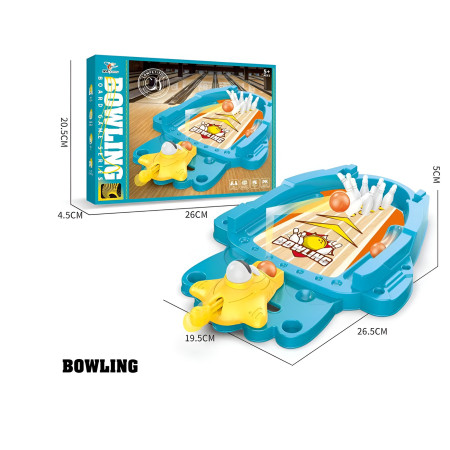 Joc de Masa Mini Bowling Interactiv pentru Copii, Flippy, Mingi si Figurine Incluse, 26.5x19.5x5 cm, Albastru