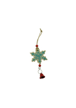 Ornament de brad fulg de nea, Flippy, multicolor, lemn, 18 cm