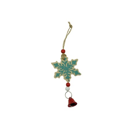 Ornament de brad fulg de nea, Flippy, multicolor, lemn, 18 cm