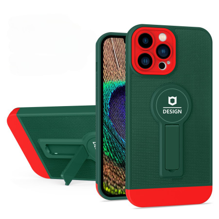 Husa Armor Design cu Stand pentru Samsung A22 5G Verde/Rosu, Suport Auto Magnetic, Protectie Antisoc, Flippy