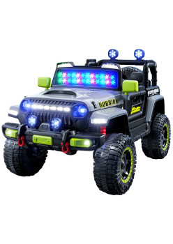 Mașină Electrică pentru Copii, Flippy, Off-Road, Conectare Bluetooth, telecomandă, Tracțiune Integrală, Lumina Intermitenta, Baterie 12V 7Ah, 120x63x68cm, Gri