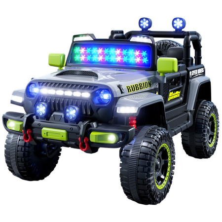 Mașină Electrică pentru Copii, Flippy, Off-Road, Conectare Bluetooth, telecomandă, Tracțiune Integrală, Lumina Intermitenta, Baterie 12V 7Ah, 120x63x68cm, Gri