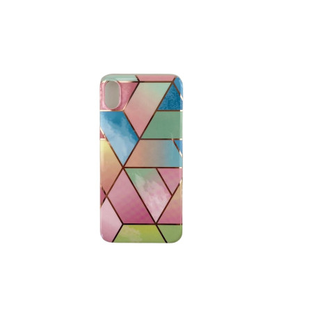 Husa protectie pentru Apple iPhone X/XS Soft IMD TPU Marble Geometric Roz