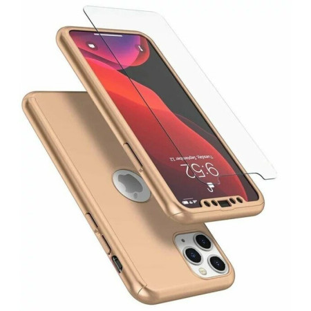 Husa de protectie Flippy compatibila cu Apple iPhone 13, Full Cover 360, Auriu + Folie de protectie