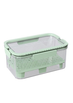 Cutie pentru Depozitare Alimente, Flippy, de Uz Casnic, 2 Compartimente, Zona pentru Gheata, Mentinere Fresh, cu Maner, Material PET, 23x15x10.8 cm, Verde