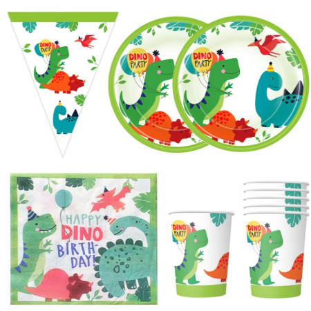 Set 20 de Servetele de Masa Happy Birthday, Flippy, Model Dinozauri, Tematica Aniversare, 33x33 cm, Verde