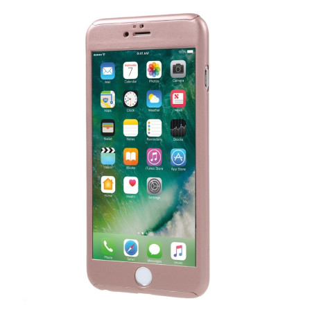 Husa Apple iPhone 6/6S Full Cover 360 Roz Auriu + Folie de protectie