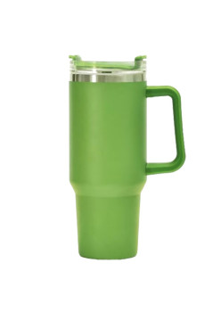 Cana Termos din Plastic, Flippy, pentru Bauturi Calde si Reci, cu Maner, 9.9x9.9x27 cm, Verde