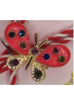 Martisor Brosa Mica in Cutie, Dimensiune Brosa 2.5-3 cm, Material Metal, Model Fluture Rosu