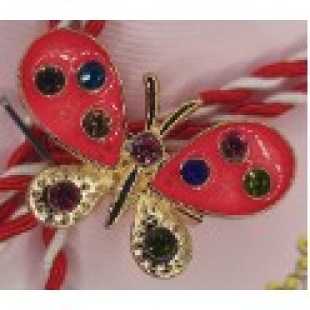 Martisor Brosa Mica in Cutie, Dimensiune Brosa 2.5-3 cm, Material Metal, Model Fluture Rosu