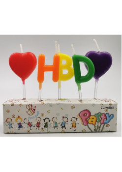 Set 5 lumanari Happy Bithday, 10 x 2.2 x 8 cm, multicolore