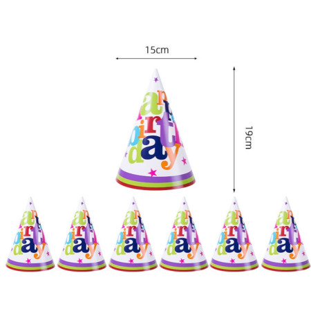 Set 6 Coifuri Happy Birthday, Flippy, pentru Petrecere, Tematica Aniversare, 19x15 cm, Multicolor