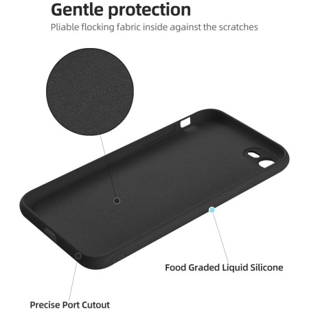 Husa protectie Flippy compatibila cu Apple iPhone 7/8/SE 2020 Liquid Silicone Ring cu suport rotativ Negru