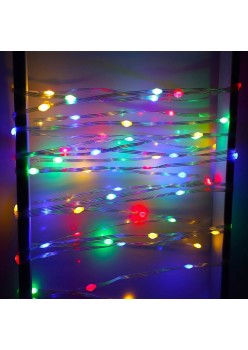 Instalatie de Craciun Flippy, liniara, cu 200 micro LED-uri, 20 m, 220V, conectare la retea, cu 8 jocuri de lumini, interior/exterior, fir transparent, 3 fire cupru, multicolora