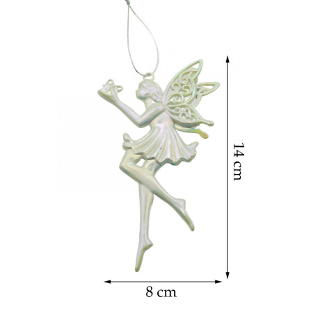 Ornament brad de Craciun, Perlat, in forma de Inger, 8 cm x 14 cm, Plastic, Flippy