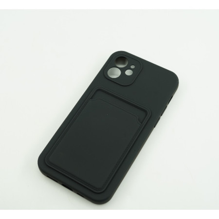 Husa protectie Flippy cu suport card compatibila cu Apple iPhone 12 Mini Negru