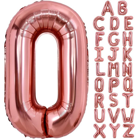 Balon Folie Metalizata Litera O, Flippy, 80 cm, Umflati cu Heliu sau Aer, Ambalaj Individual, Pai inclus, Rose Gold