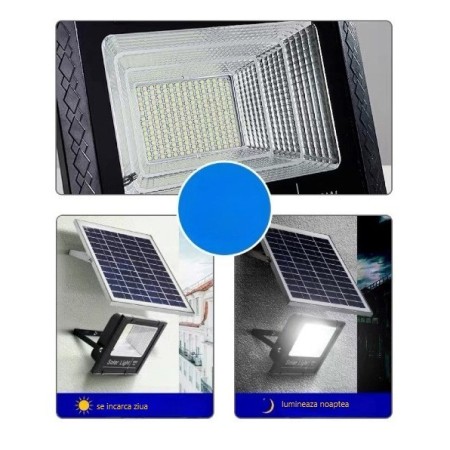 Lampă solară stradală, Flippy, 100 LED, 30 W, cu panou solar, brat de montare inclus