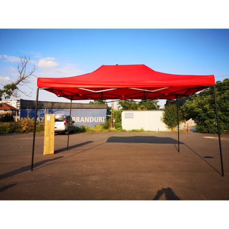 Cort Pavilion 3x4.5m Rosu Pliabil Cadru Metal pentru Curte, Gradina, Evenimente