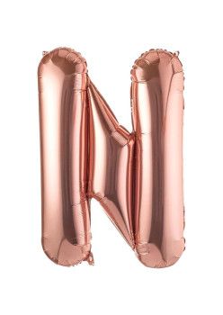 Balon Folie Metalizata Litera N, Flippy, 80 cm, Umflati cu Heliu sau Aer, Ambalaj Individual, Pai inclus, Rose Gold