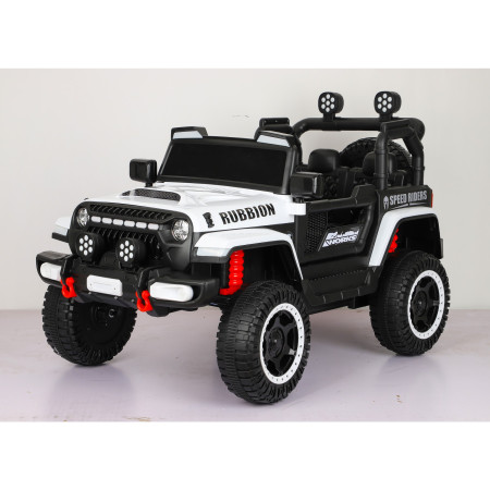 Mașină Electrică pentru Copii, Flippy, Off-Road, Conectare Bluetooth, telecomandă, Tracțiune Integrală, Lumina Intermitenta, Baterie 12V 7Ah, 120x63x68cm, Alb