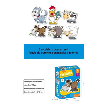 Set puzzle 6 animale, Flippy, animalele de la ferma