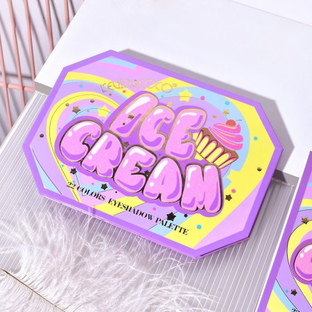 Paleta de Machiaj, KEVIN & COCO, Violet Ice Cream, Fard de Pleoape, 22 culori, 19 x 13.7 x 1.3 cm