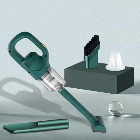 Aspirator Portabil fara Fir, Flippy, Incarcare USB, Pentru Casa si Masina, Autonomie 45 min, Verde