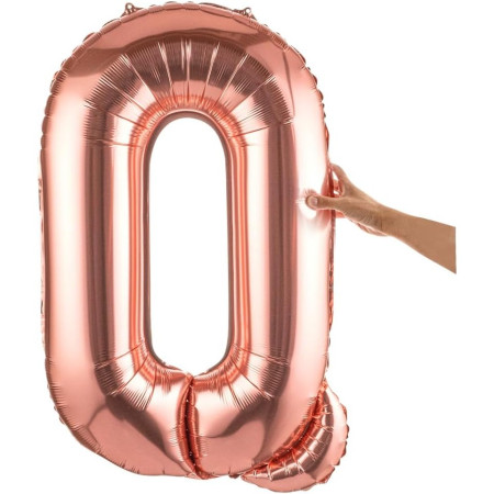 Balon Folie Metalizata Litera Q, Flippy, 100 cm, Umflati cu Heliu sau Aer, Ambalaj Individual, Pai inclus, Rose Gold